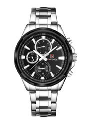 Naviforce Analog Watch for Men with Stainless Steel Band, Water Resistant and Chronograph, NF9089, Silver-Black