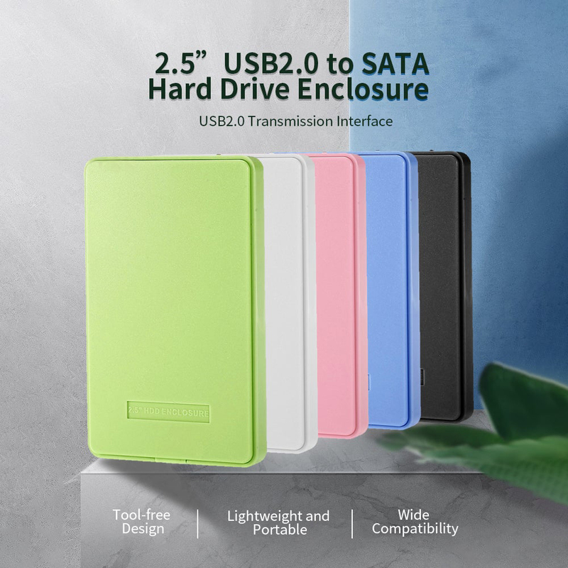 SATA SSD HDD Enclosure USB2.0 to SATA Hard Disk Case Portable Tool-free SSD HDD Enclosure, Black