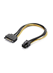 Sata Power Cable 15-Pin to 6-Pin Power Supply Cable, Black