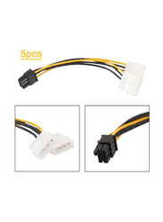 5-Piece 6-Pin to Dual 4-Pin PCI-E PCI Express Graphics Card Power Adapter Cable, Multicolour