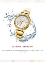 Naviforce Analog Watch for Women with Stainless Steel Band, Water Resistant, NF5016 G/W, Gold-White