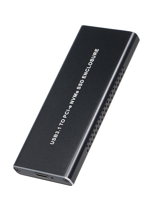 USB 3.1 to PCI-E NVMe SSD Enclosure Type-C 10Gbps M.2 Hard Disk Aluminum External Drive, Black