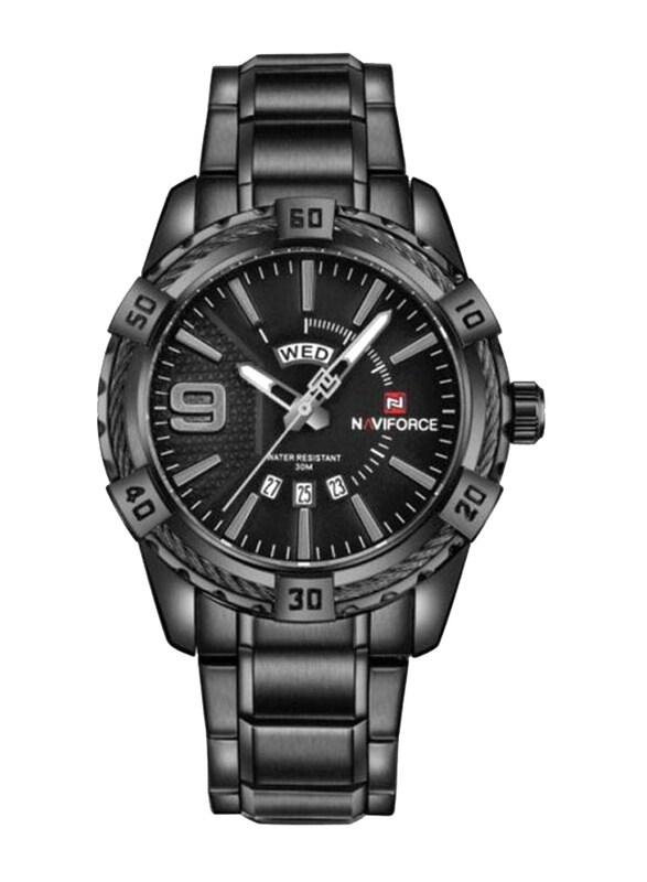 

Naviforce Analog Watch for Men with Stainless Steel Band, 9117S B-B, Black