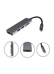 3 Hub USB Type C To Hdmi USB 3.0 Cable Adapter, Grey