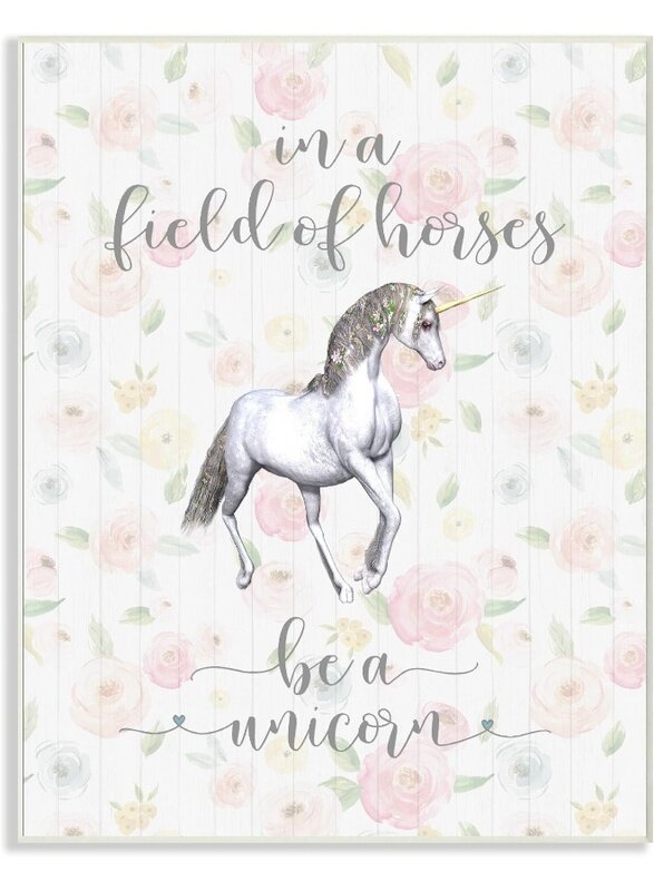 

Home Trove Home Decor Be A Unicorn Floral Cursive Typography Wall Plaque Art