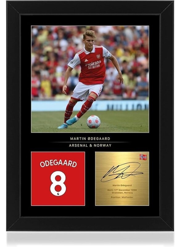 

Home Trove Martin degaard Signed A4 Framed Photo Display - Reproduced Digital Signature - Gift For Arsenal Fans
