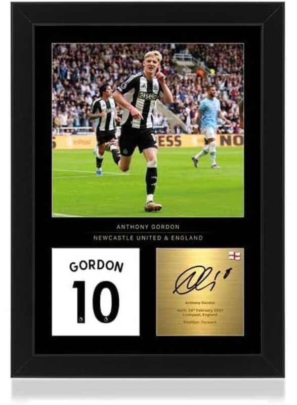 

Home Trove Anthony Gordon A4 Framed Photo Display - Reproduced Digital Signature - Gift For Newcastle Fans