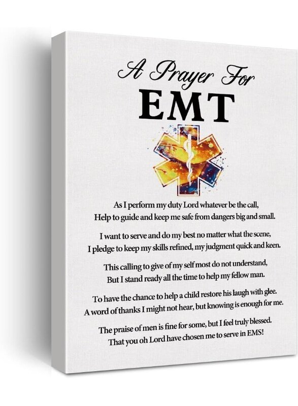 

Home Trove a EMT's Prayer Quote Poster Canvas Wall Art for Office Home Decor - EMTs Medical Professionals Canvas Print Wall Art Painting Ready to Hang