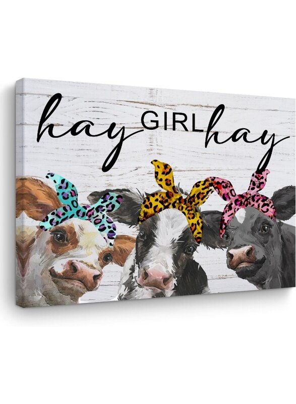 

Home Trove Cow Wall Art Western Wall Decor Funny Cows with Bandanas Canvas Framed Art Cow Print Stuff Cow Gifts Cow Paintings Western Decor Country Ro