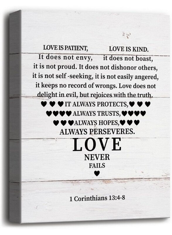 

Home Trove Love is Patient Love is Kind Wall Art, 1 Corinthians 13:4.8 Wall Art, Christian Inspirational Canvas Prints Poster Home Wall Art Decor, Han
