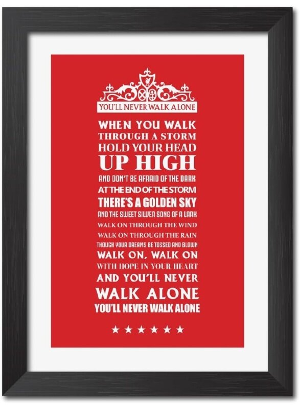 

Home Trove Liverpool Football Club You'll Never Walk Alone Laminated Poster Framed Paintings with Matt Finish Black Frames (9 x 12 inches)