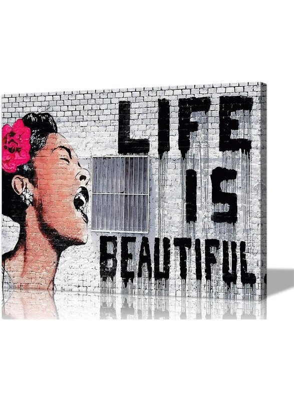 

Home Trove Canvas Wall Art Banksy Wall Art Life is Beautiful Wall Decor Banksy Prints Wall Art Colorful Street Art Pop Art Poster Art Framed for Bedro