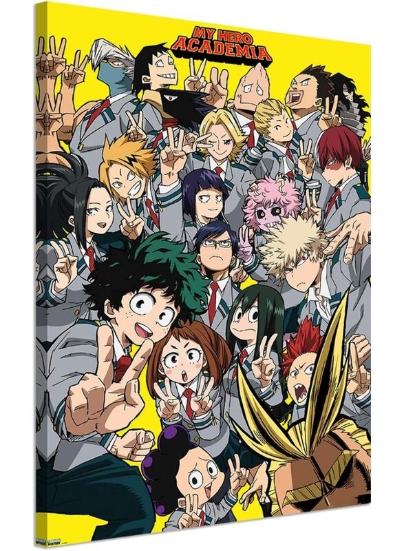 

Home Trove Anime Poster Mha Print on Canvas Painting Wall Art for Living Room Decor Boy Gift(With Frame, Q-MHA 1pcs)