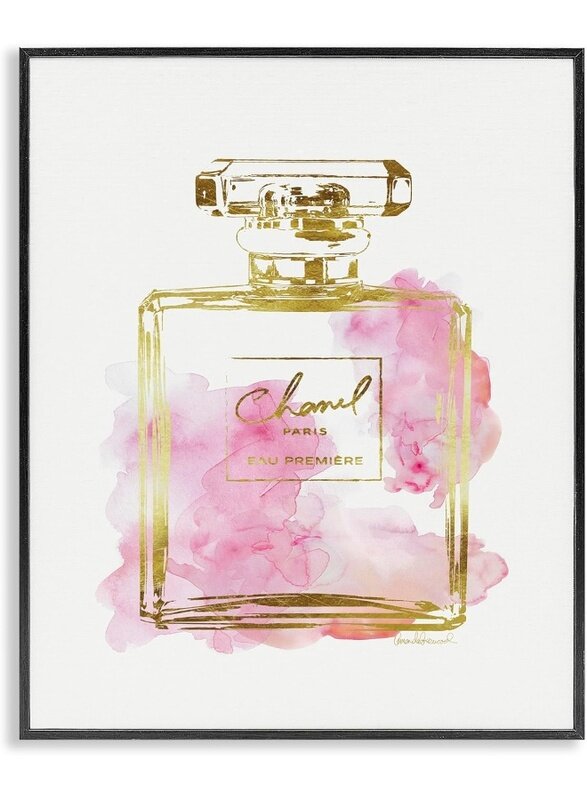 

Home Trove Glam Perfume Bottle Gold Pink Stretched Canvas Wall Art