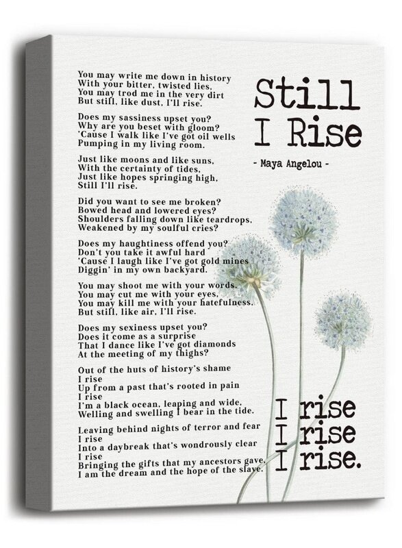 

Home Trove Canvas Wall Art Maya Angelou Inspirational Quote Decor, Still I Rise Inspirational Canvas Prints Poster Wall Art, Motivational Wall Art, Gi