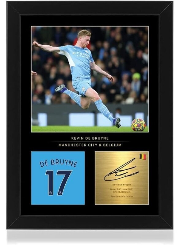 

Home Trove Kevin De Bruyne A4 Framed Photo Display - Reproduced Digital Signature - Gift For Manchester City Fans