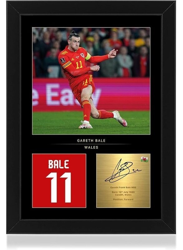 

Home Trove Gareth Bale A4 Framed Photo Display - Reproduced Digital Signature - Gift For Wales Fans