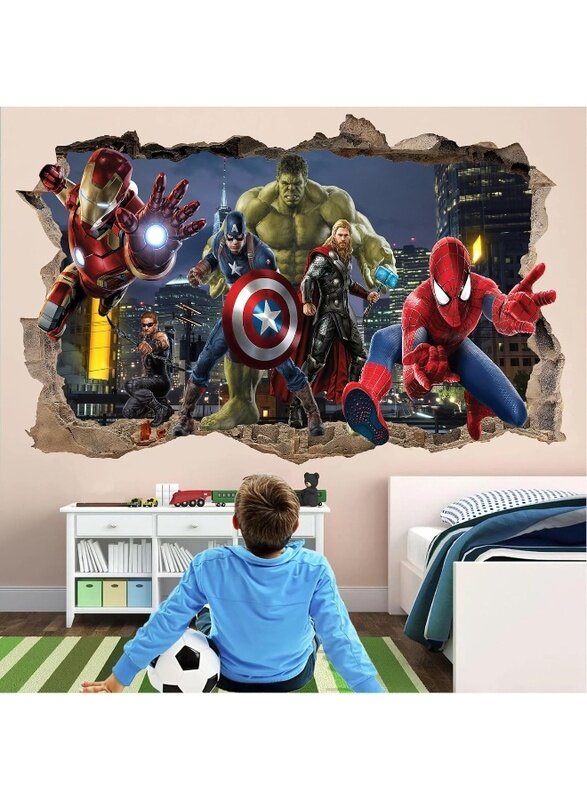 

Home Trove Superhero Wall Decal, Creative 3D Wallpaper Stickers for Kids, Peel and Stick Wall Decal for Playroom, Living Room, Kids Room, Background