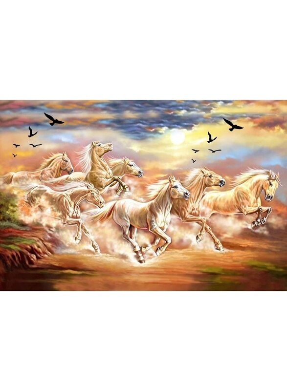 

Home Trove Seven Lucky Running Horses Vastu Wallpapers Fully Waterproof Vinyl Sticker Poster for Living Room, Bedroom, Office, Kids Room, Hall(12X18)