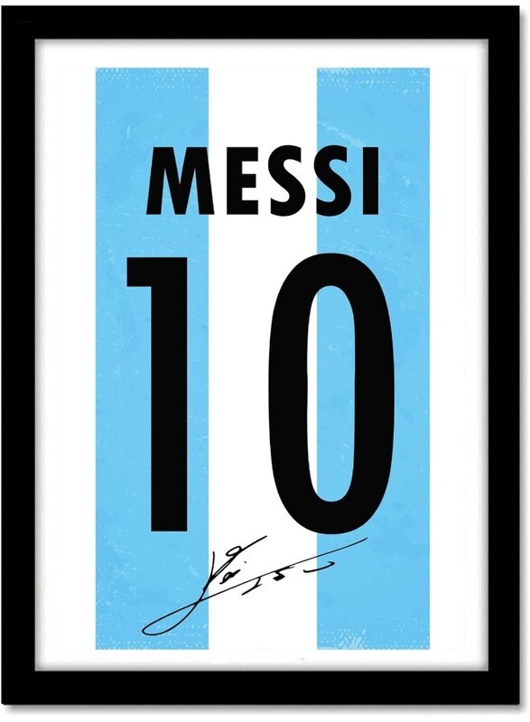 

Home Trove Messi Jersey Argentina Art Print Man Utd Framed Poster, multicolour, Print, 10inch x 13inch For Room Office