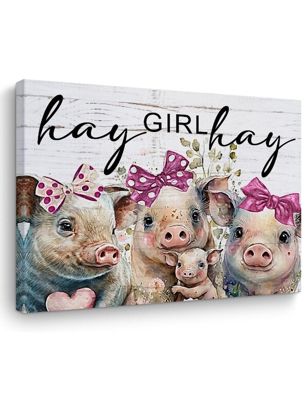 

Home Trove Vintage Pig Gifts Farm Animals Flowers Canvas Wall Art Framed Posters Art Prints for Home Bedroom Girls Room Living Room Decor Country Artw