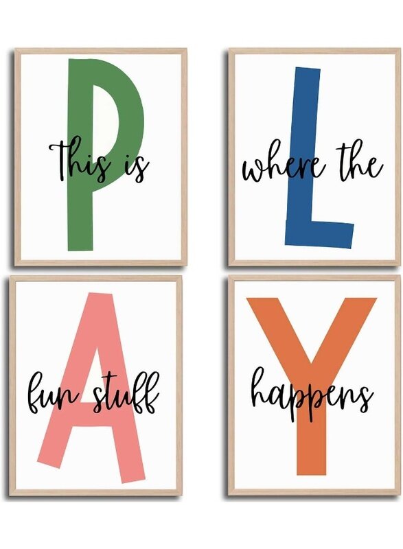 

Home Trove NBYARTQ 4Pcs Kids Playroom Wall Art Childrens Playroom Canvas Posters Prints Boy Kids Room Let's Play Wall Decor Pictures Toddler Nursery B