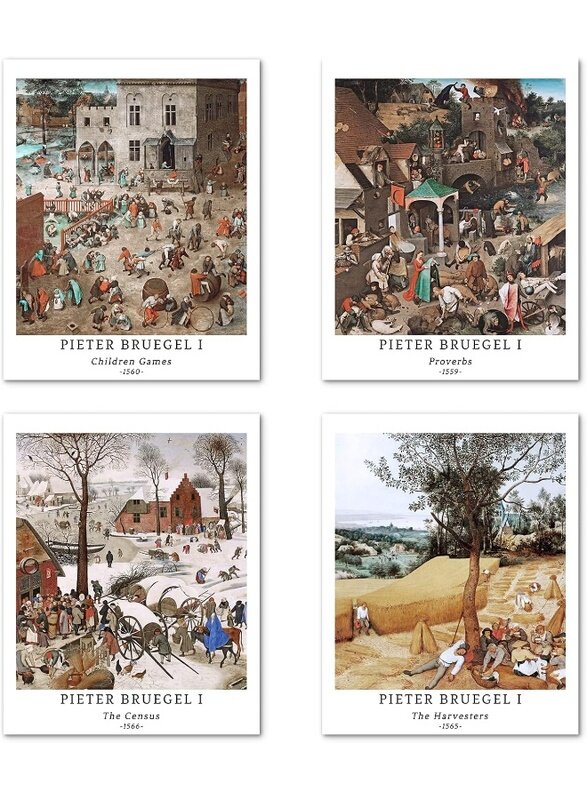 

Home Trove Wall Unframed Prints Giclee Paper Set of 4, 11x14 inch Classical Landscape work, College Decoration Seasons Beautiful Scenery Cityscape Wat