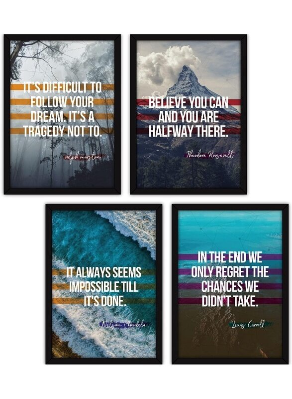 

Home Trove Motivational Quote Framed Landscapes (Multicolour, Four A3 Frames) - Set of 4