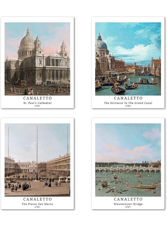 

Home Trove Wall Art Unframed Prints Giclee Art Paper Set of 4, 11x14 inch Classical Landscape Artwork, Livingroom Decoration Seasons Spring Aesthetic
