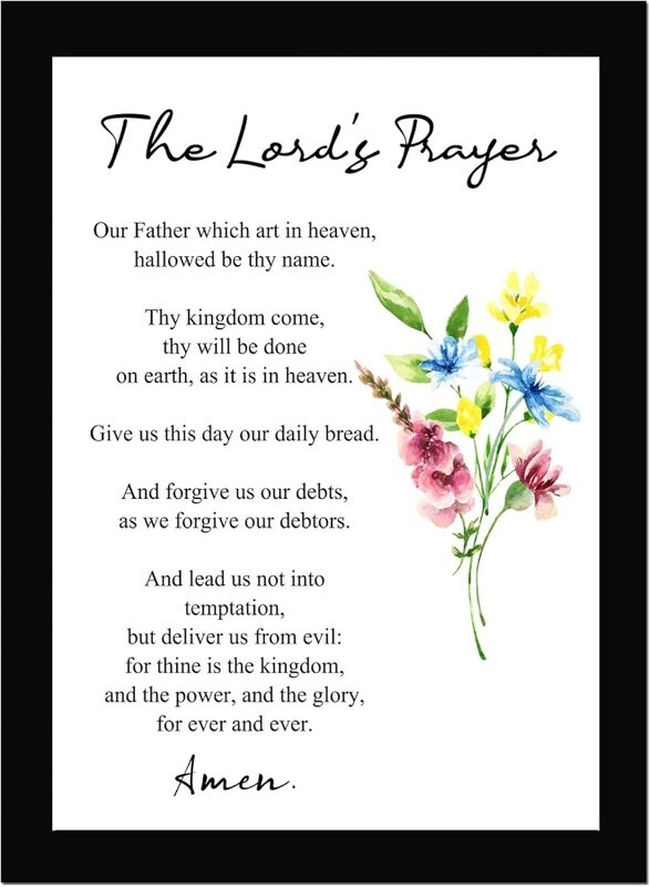 

Home Trove Creative The Lord's Prayer - Floral Art Print, Bible Verse Wall Photo Framed Wall Poster, Bible Quotes Print with Frame, Home, Office Decor