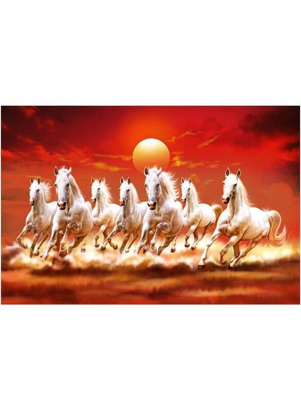 

Home Trove Seven Horses Vastu Poster Big Size , Seven Horses Vastu Painting , Vastu Seven Running Horses Sparkle Coated Self Adhesive (12x18 Inch, 7 H