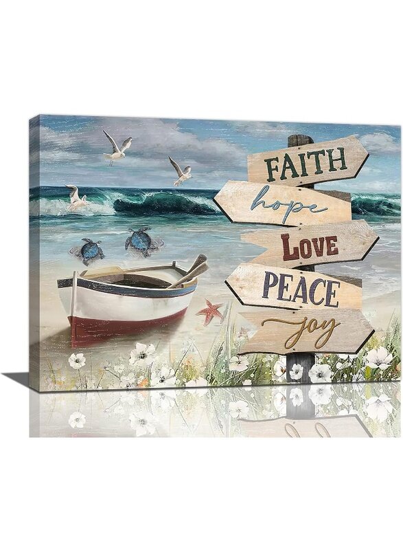 

Home Trove Beach Wall Art Nautical Bathroom Decor Ocean Sea Turtle Pictures Painting Motivational Quotes Teal Artwork Boat Seaside Canvas Home Decor F