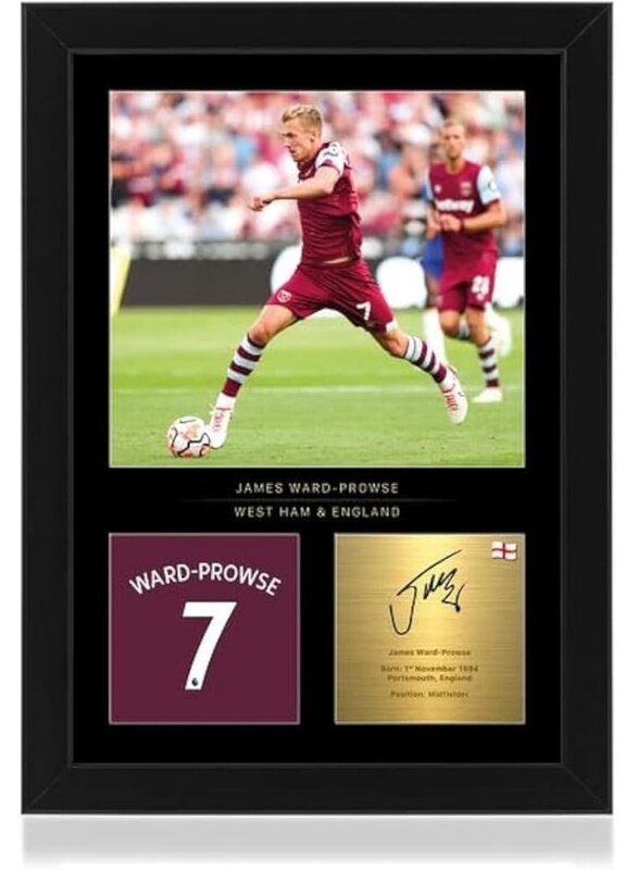 

Home Trove James Ward Prowse A4 Framed Photo Display - Reproduced Digital Signature - Gift For West Ham Fans