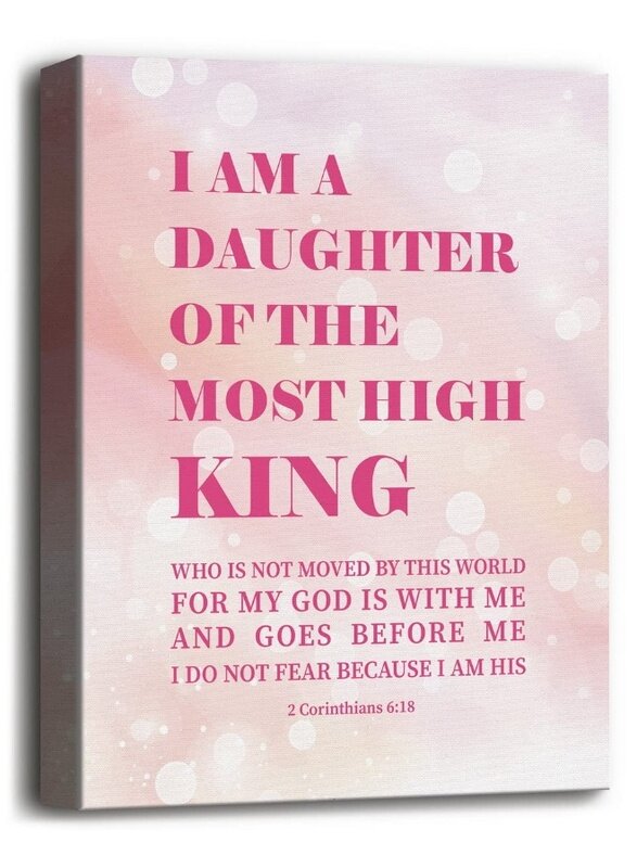 

Home Trove Canvas Wall Art 2 Corinthians 6:18- I Am the Daughter of A King Inspirational Quote Scripture Sign