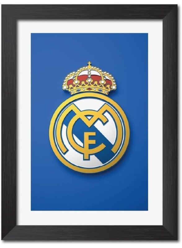 

Home Trove Real Madrid FC 3D Textured Logo Wall Decoration Wooden Art Piece with Matt Finish Black Frame (12 inches x 9 inches) (Framed Poster)