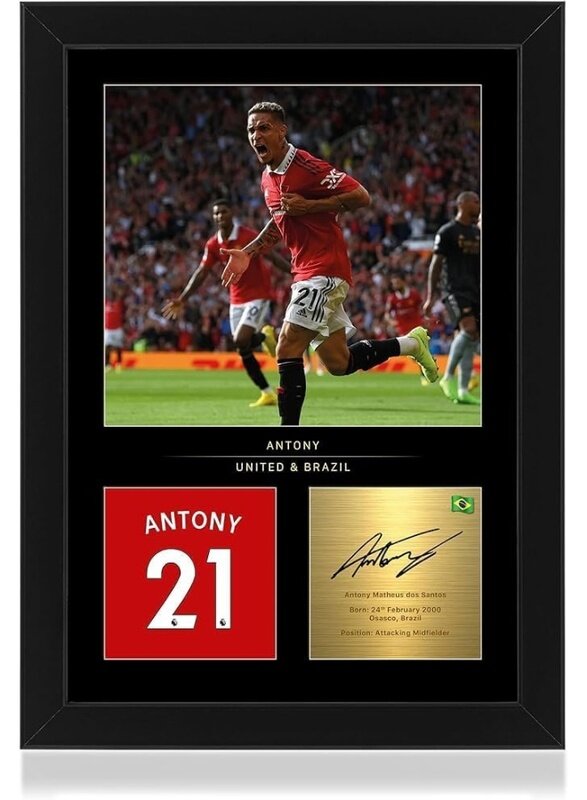 

Home Trove Antony Signed A4 Framed Photo Display - Reproduced Digital Signature - Gift For United Fans