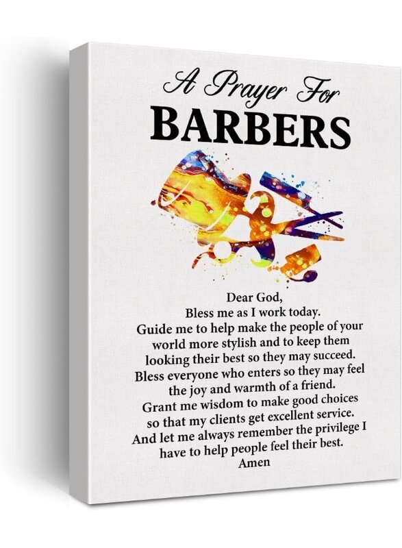 

Home Trove a Barber's Prayer Quote Poster Canvas Wall Art Frames for Office Home Decor - Barber Gift Barbershop Canvas Print Wall Art Painting Ready t