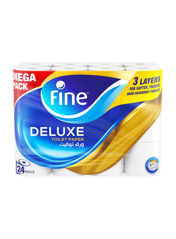 

Fine Deluxe Toilet Paper, 3 Ply, 24 Rolls x 140 Sheets