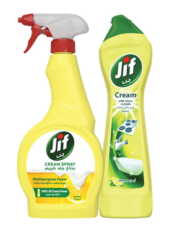 

Jif Lemon Multipurpose Foam Cream Spray, 500ml+450ml, 2 Piece