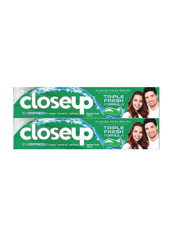 

Close Up Menthol Triple Fresh Formula Gel Toothpaste, 120ml, 2 Piece