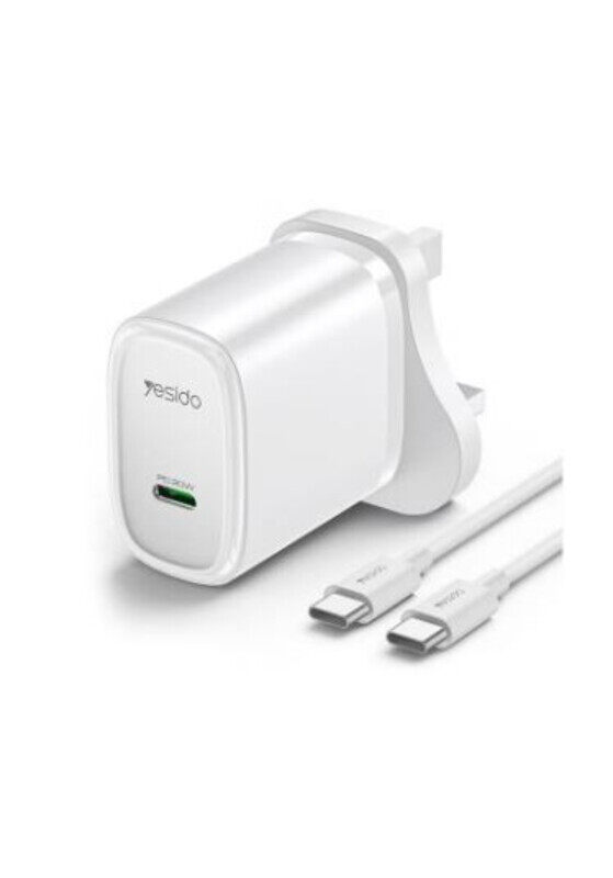 

Yesido Quick Charger PD 20W Type C Port with USB C to USB C Cable YC76C White