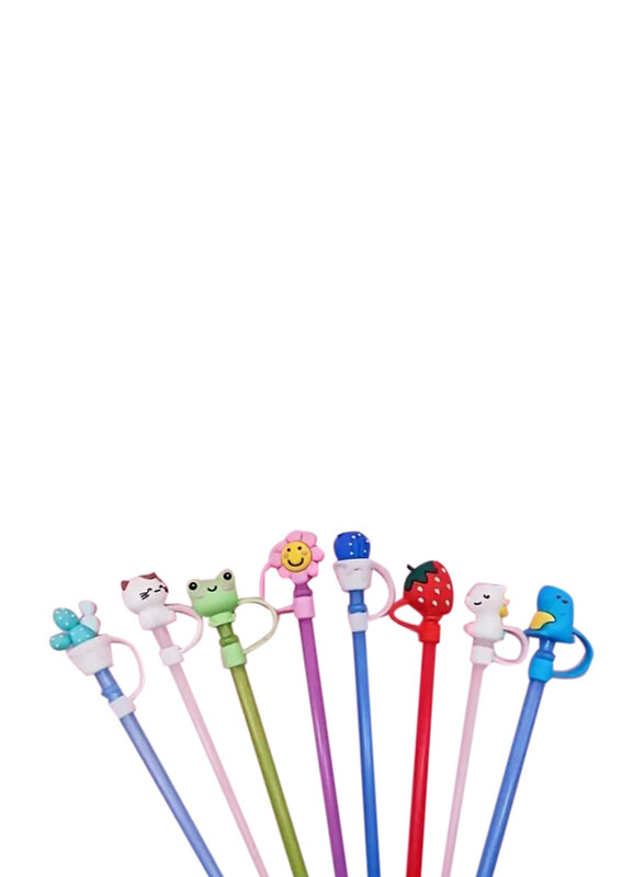 

Generic 8-Piece Silicone Reusable Straw Covers, Multicolour