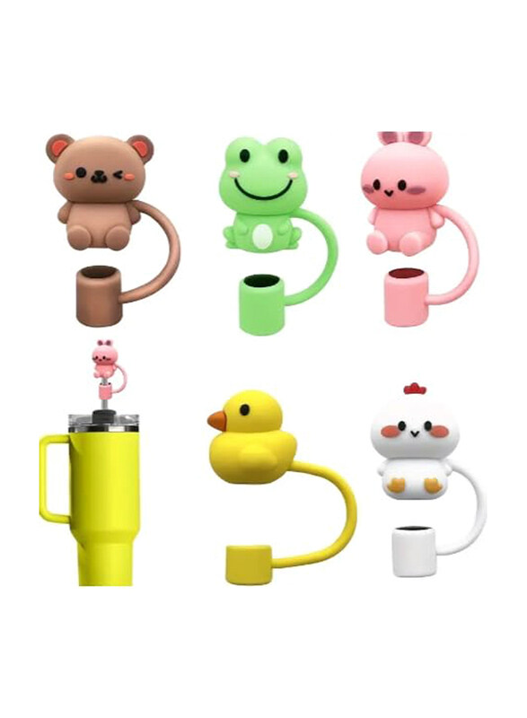

Generic 5-Piece Reusable Cartoon Straw Tips Covers, Multicolour