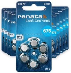 Renata Hearing Aid Batteries - Size 675 (Pack of 60)