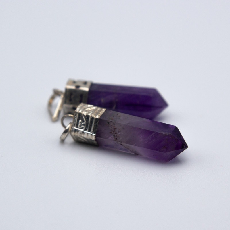 Natural Amethyst Crystal Pendant - Gemstone Crown Chakra Pendant Point