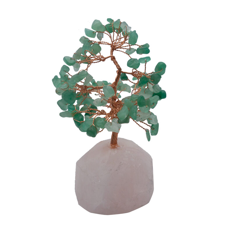 Natural Aventurine Crystal & Rose Quartz Crystal Tree, Multicolour