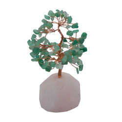 Natural Aventurine Crystal & Rose Quartz Crystal Tree, Multicolour