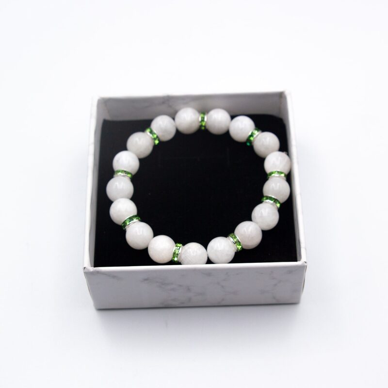 10mm Moonstone Crystal Bracelet for Women, White