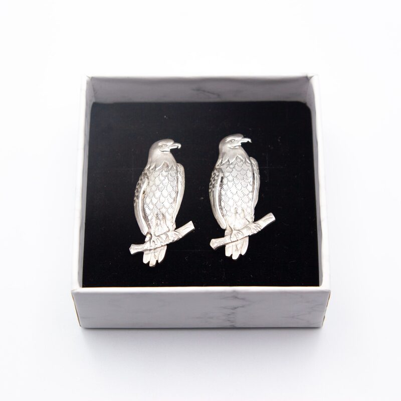 Exquisite 925 Silver Eagle Design Brooch, 2 Piece, Silver