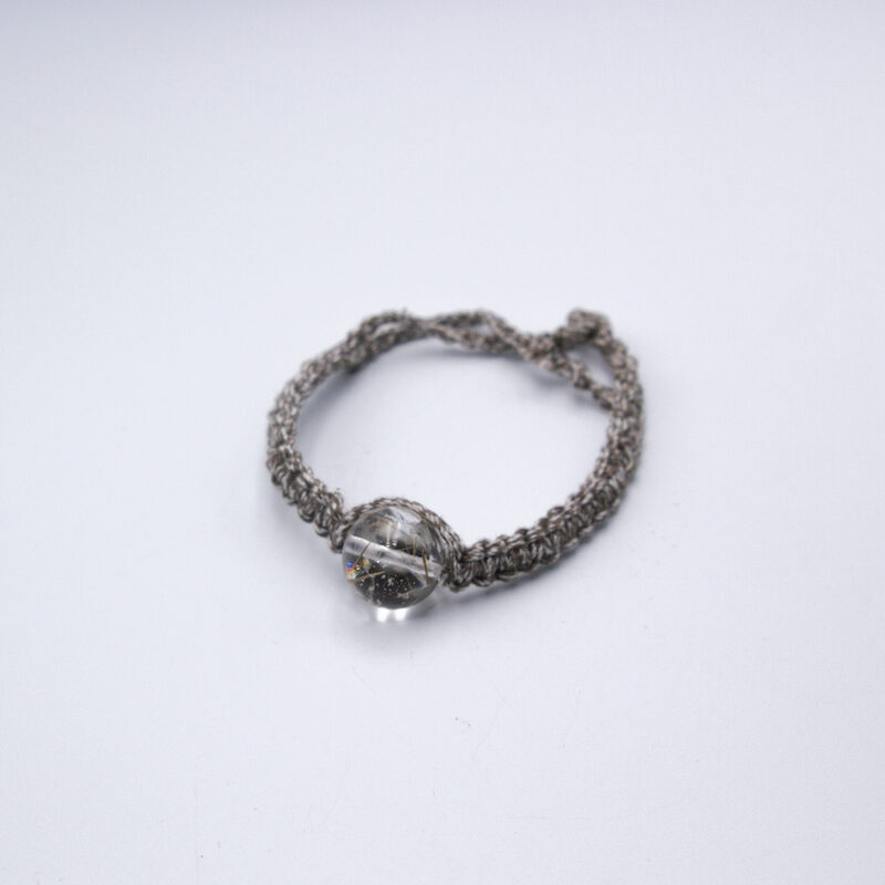 15 mm Authentic Ganesh Himal Natural Clear Crystal Bracelet Square Knot Hemp Thread for Women, Grey